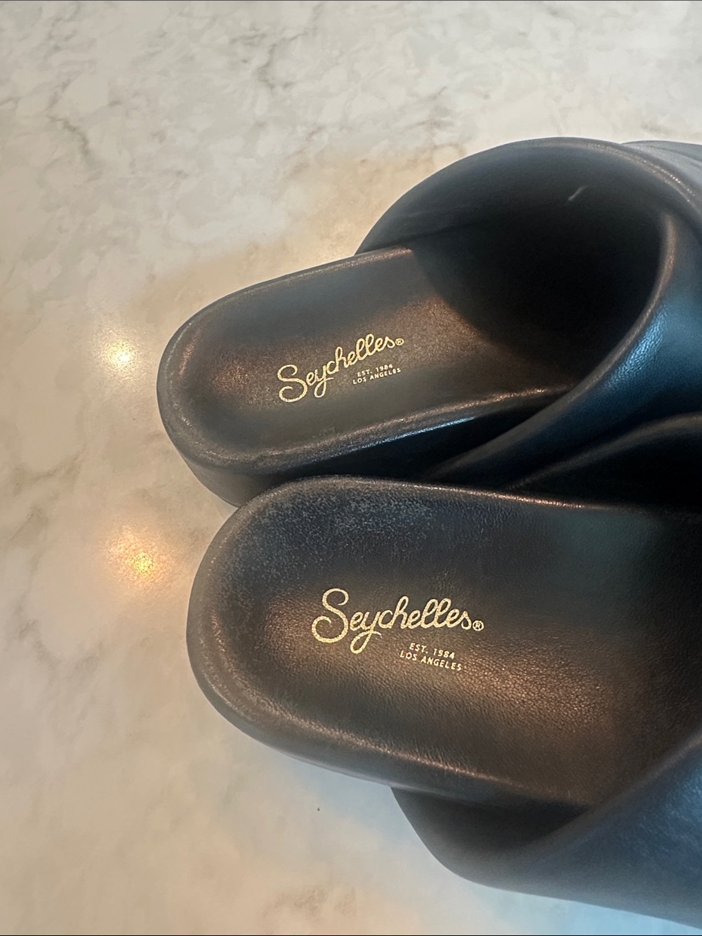 Seychelles Black Slip-On Padded Mule Slides